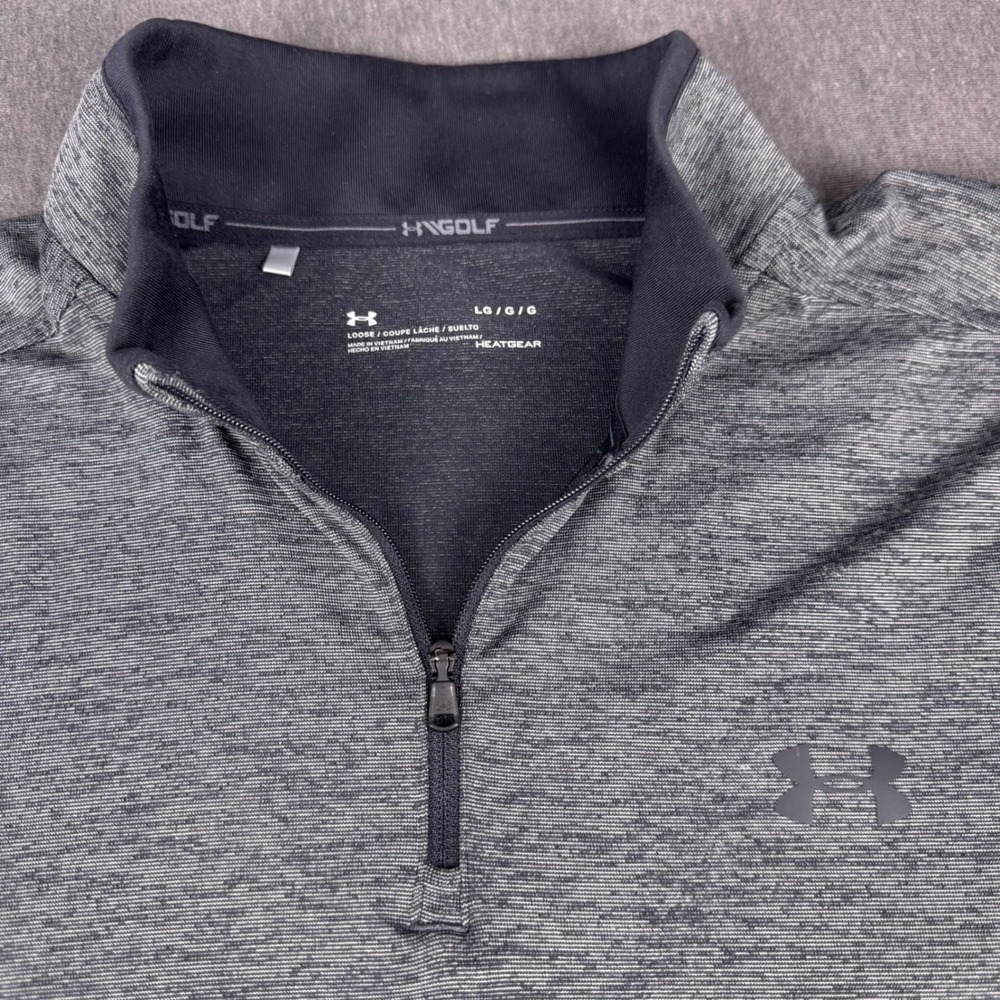Under Armour Mens Golf HeatGear 1/4 Zip Pullover Gray Space Dye Heather Large‎